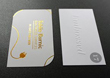 Gold foil printed card. Silver, red and more colours also available. Embossed business card